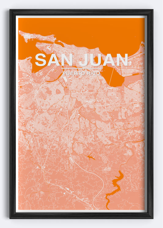 Puerto Rico - San Juan Map Art Wall Print