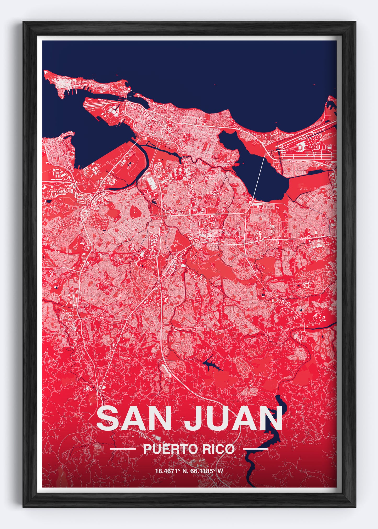 Puerto Rico - San Juan Map Art Wall Print