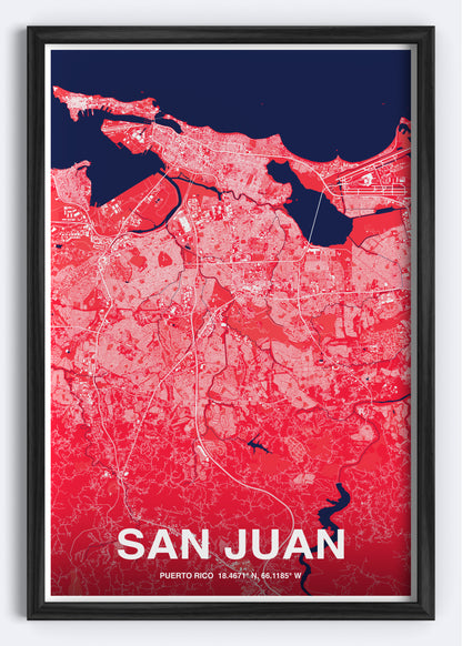 Puerto Rico - San Juan Map Art Wall Print