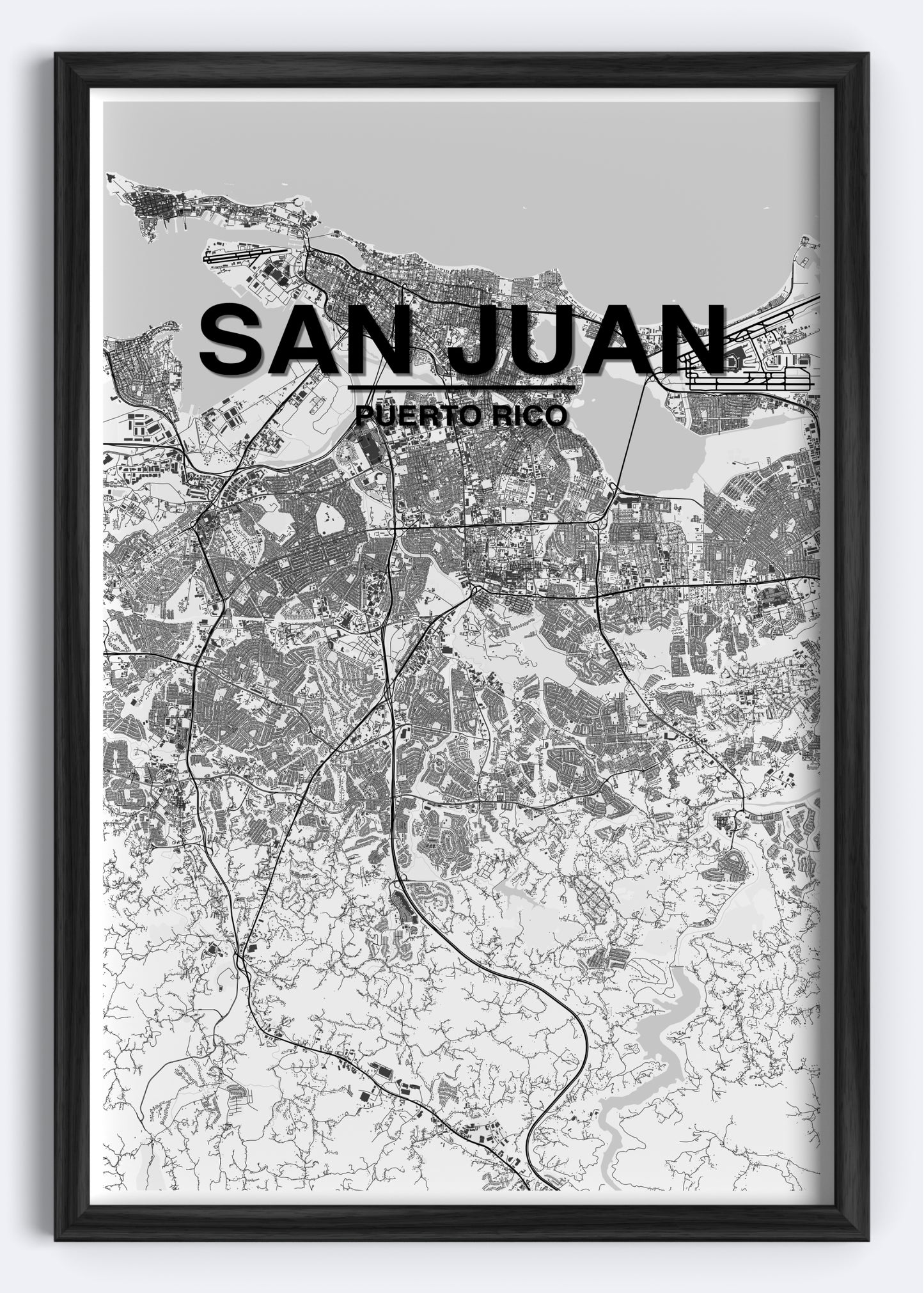 Puerto Rico - San Juan Map Art Wall Print