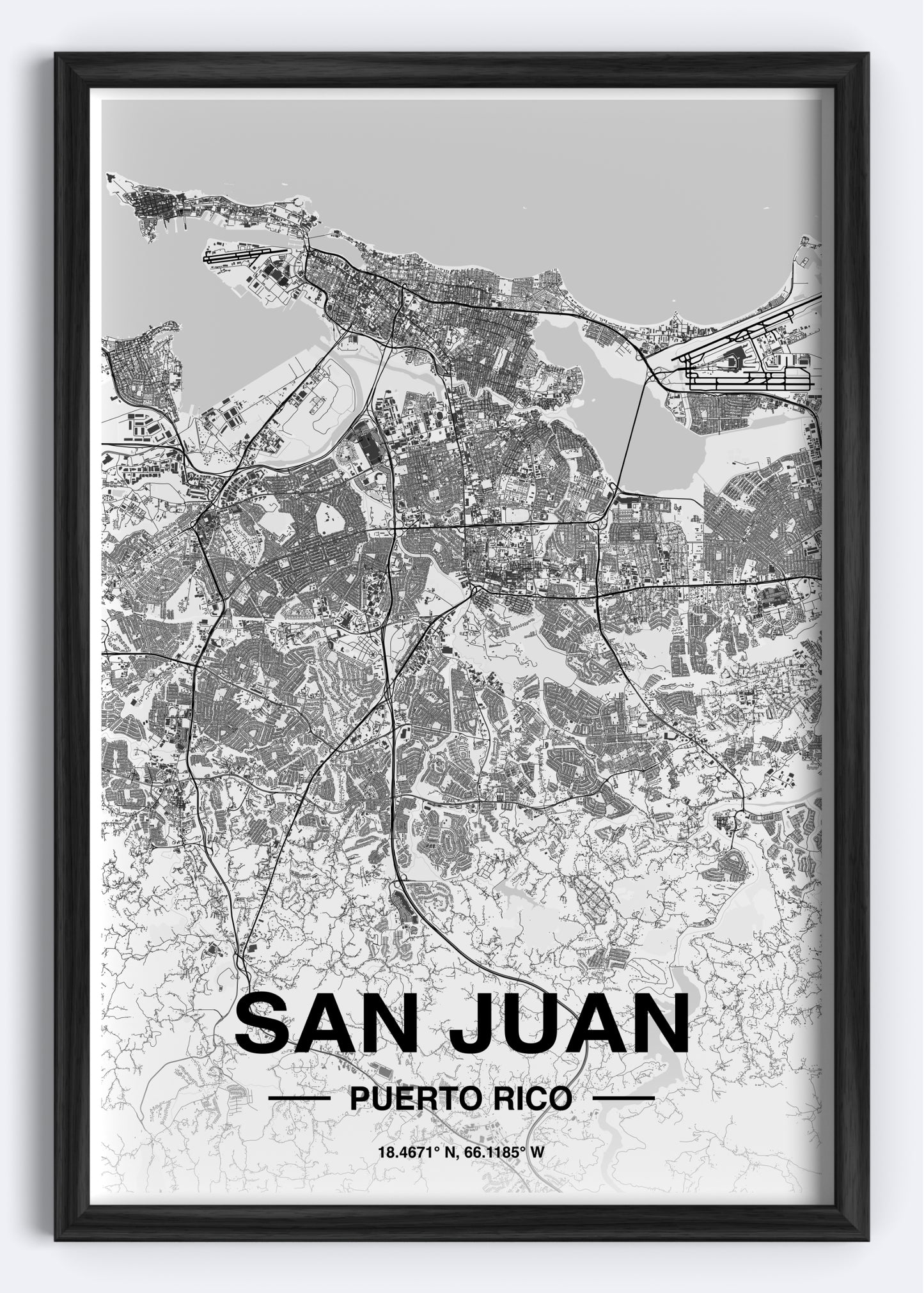 Puerto Rico - San Juan Map Art Wall Print