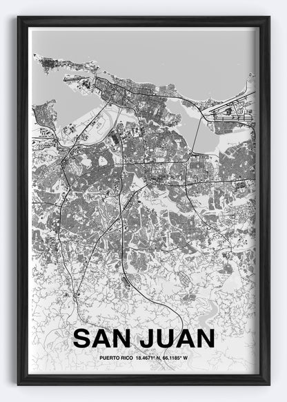 Puerto Rico - San Juan Map Art Wall Print