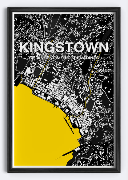 St. Vincent & The Grenadines - Kingstown Map Art Wall Print