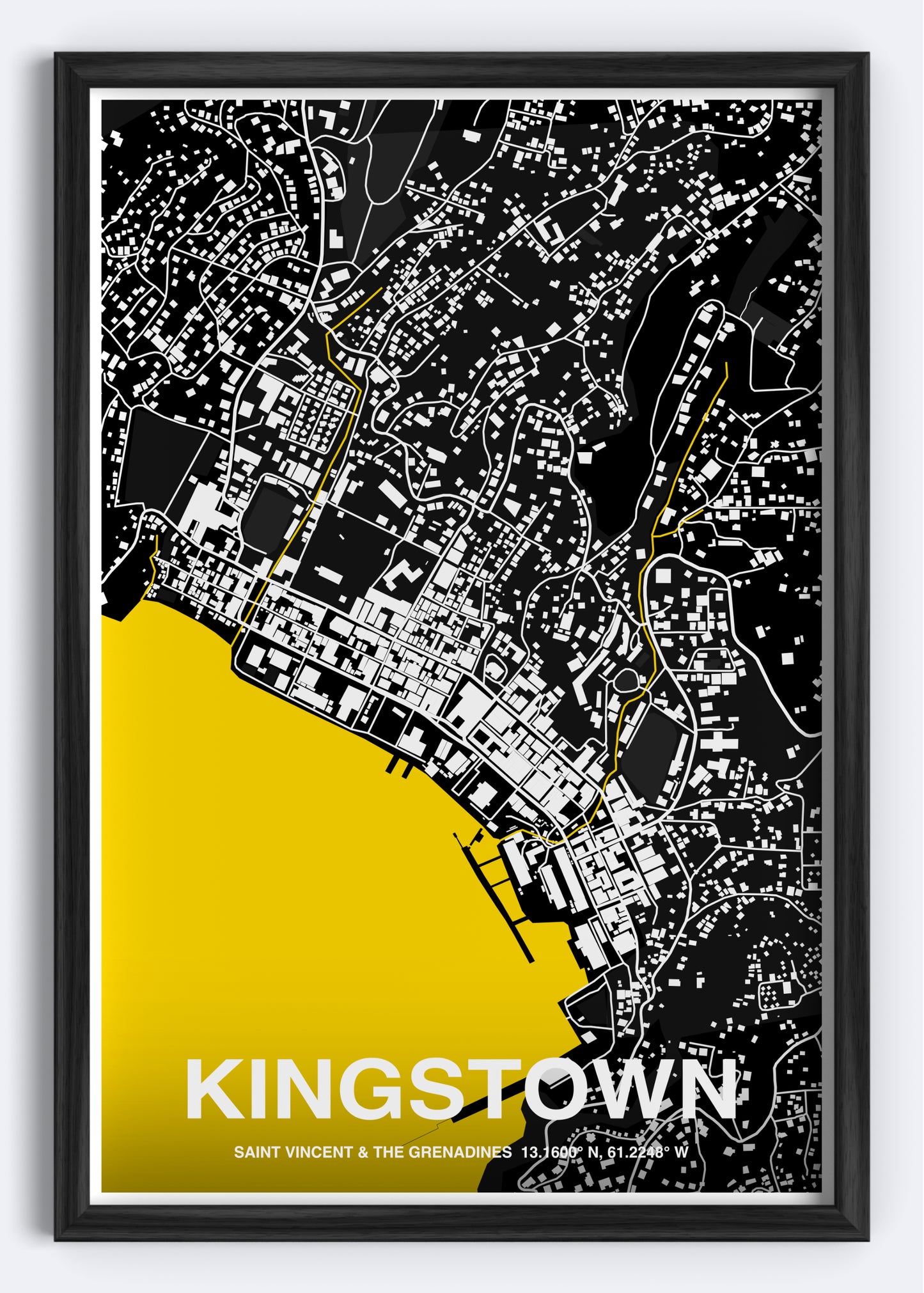 St. Vincent & The Grenadines - Kingstown Map Art Wall Print