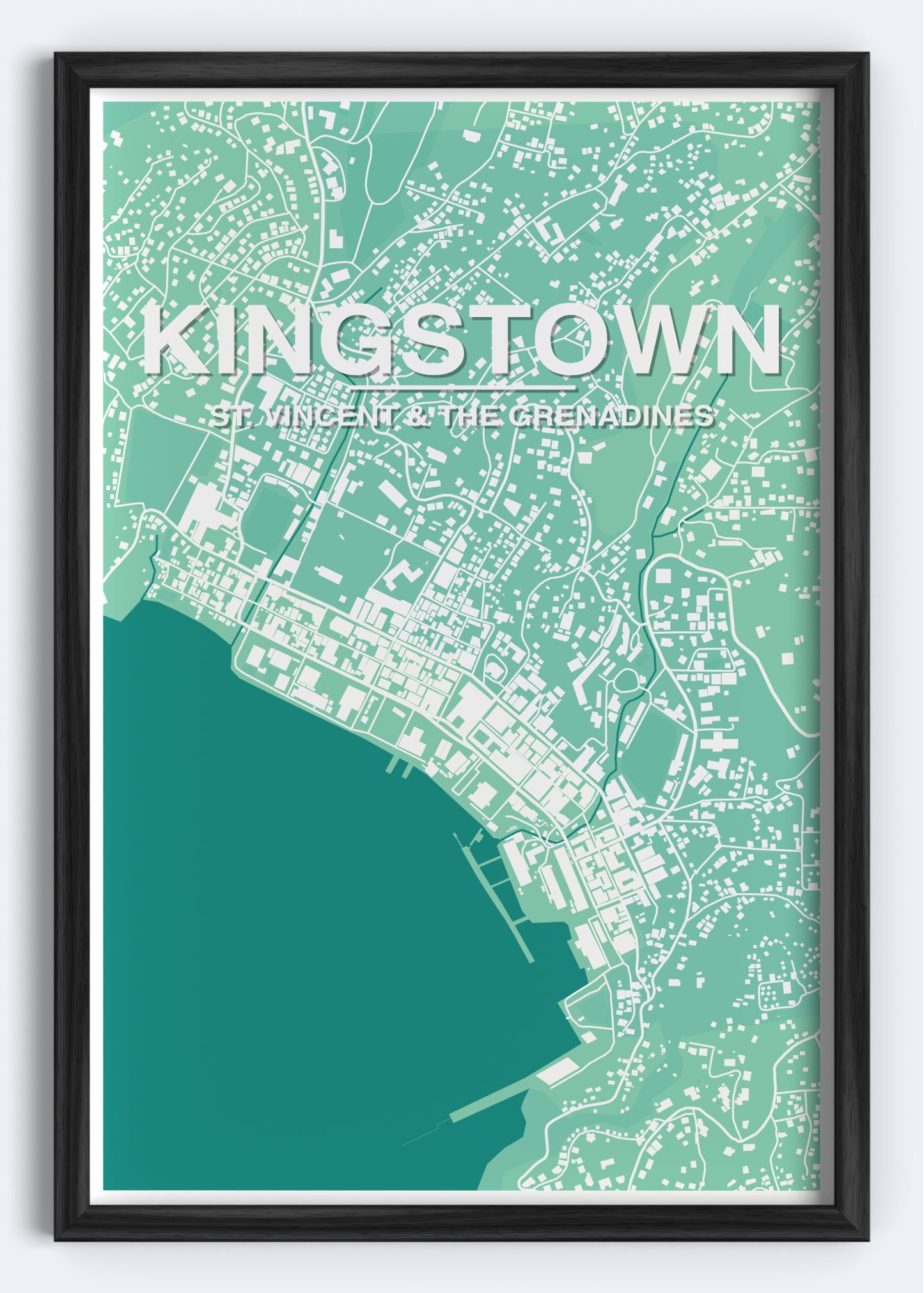 St. Vincent & The Grenadines - Kingstown Map Art Wall Print