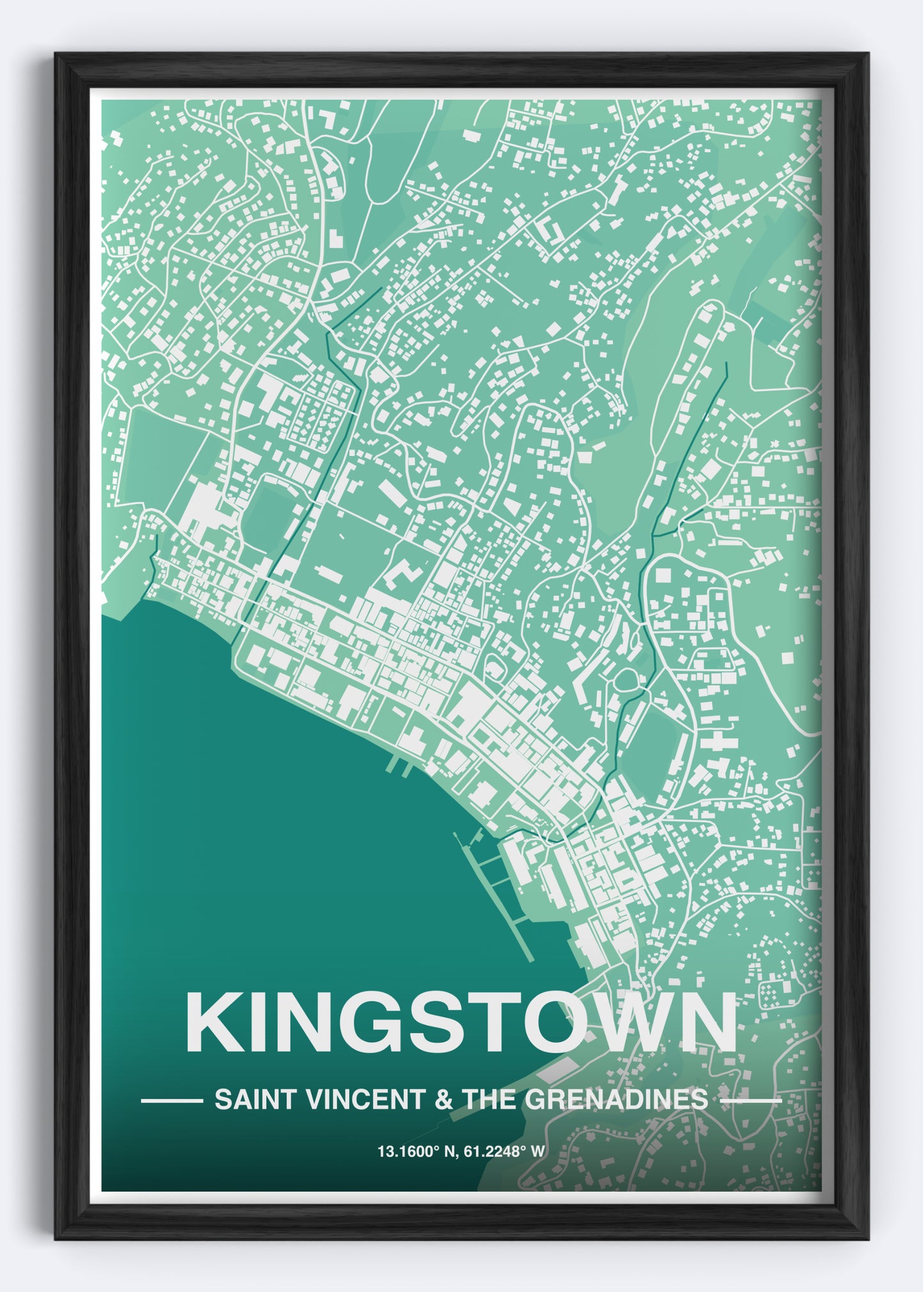 St. Vincent & The Grenadines - Kingstown Map Art Wall Print