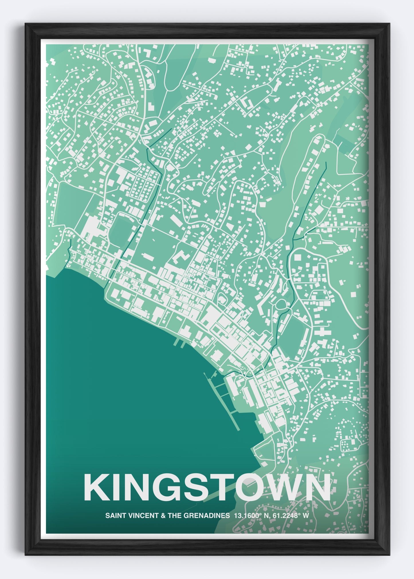 St. Vincent & The Grenadines - Kingstown Map Art Wall Print