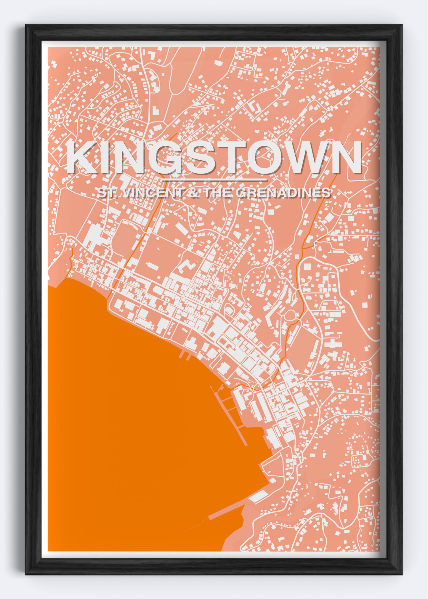 St. Vincent & The Grenadines - Kingstown Map Art Wall Print