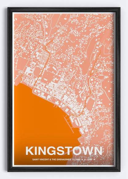 St. Vincent & The Grenadines - Kingstown Map Art Wall Print