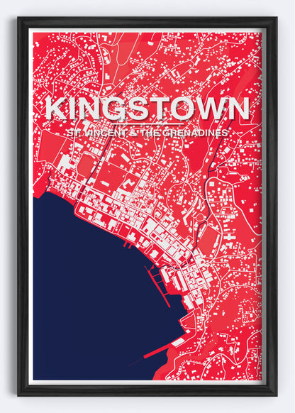 St. Vincent & The Grenadines - Kingstown Map Art Wall Print