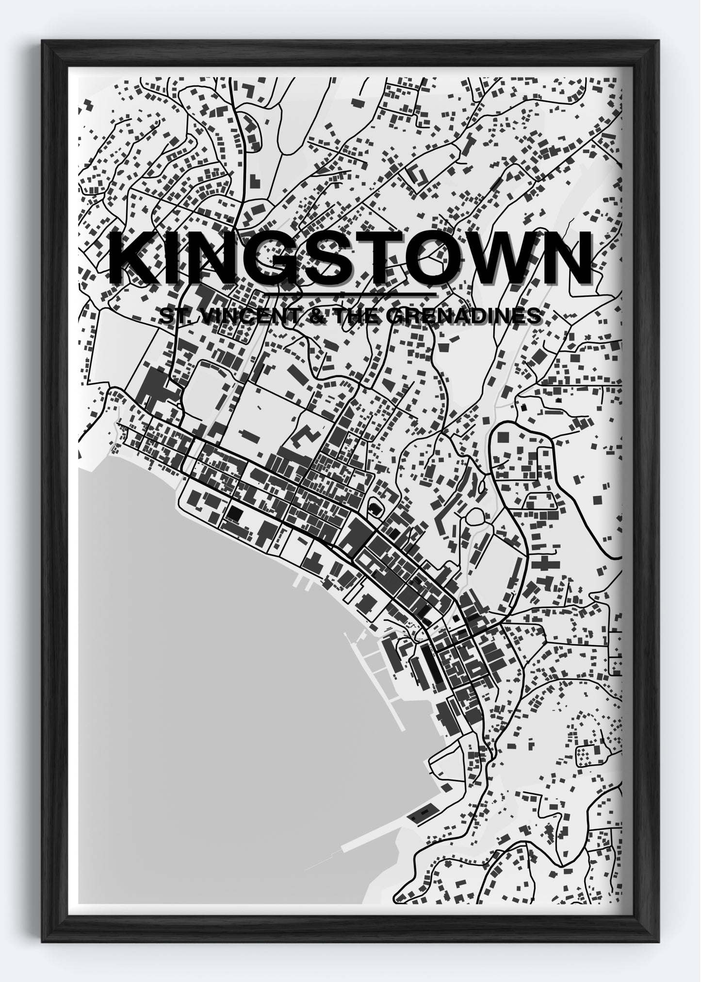 St. Vincent & The Grenadines - Kingstown Map Art Wall Print