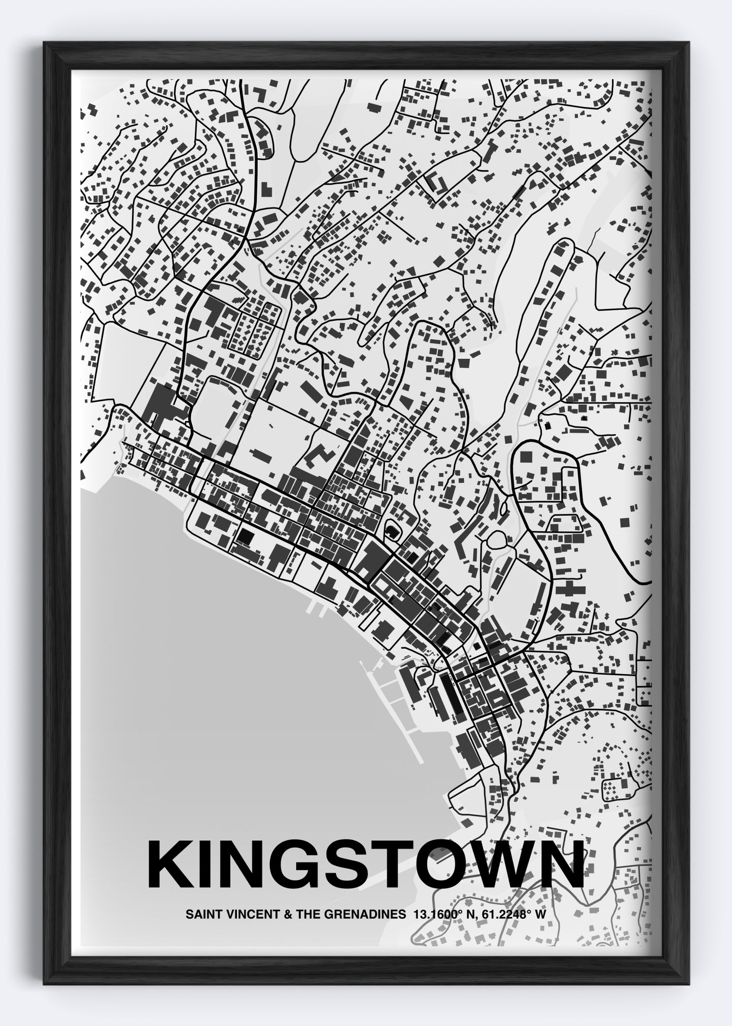 St. Vincent & The Grenadines - Kingstown Map Art Wall Print