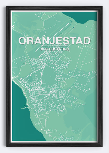 Sint Eustatius - Oranjestad Map Art Wall Print