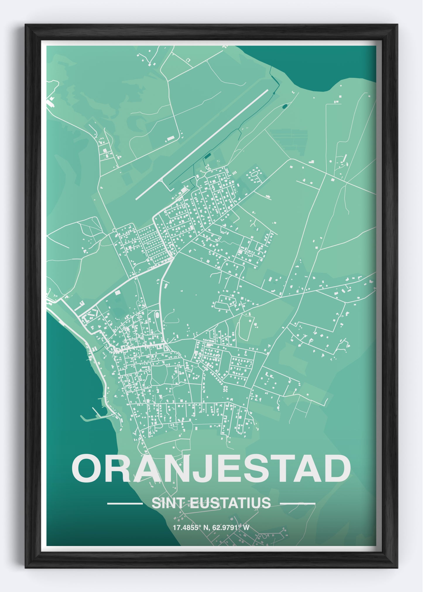 Sint Eustatius - Oranjestad Map Art Wall Print