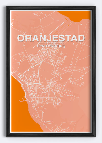 Sint Eustatius - Oranjestad Map Art Wall Print