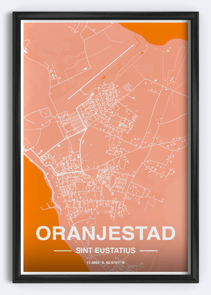 Sint Eustatius - Oranjestad Map Art Wall Print