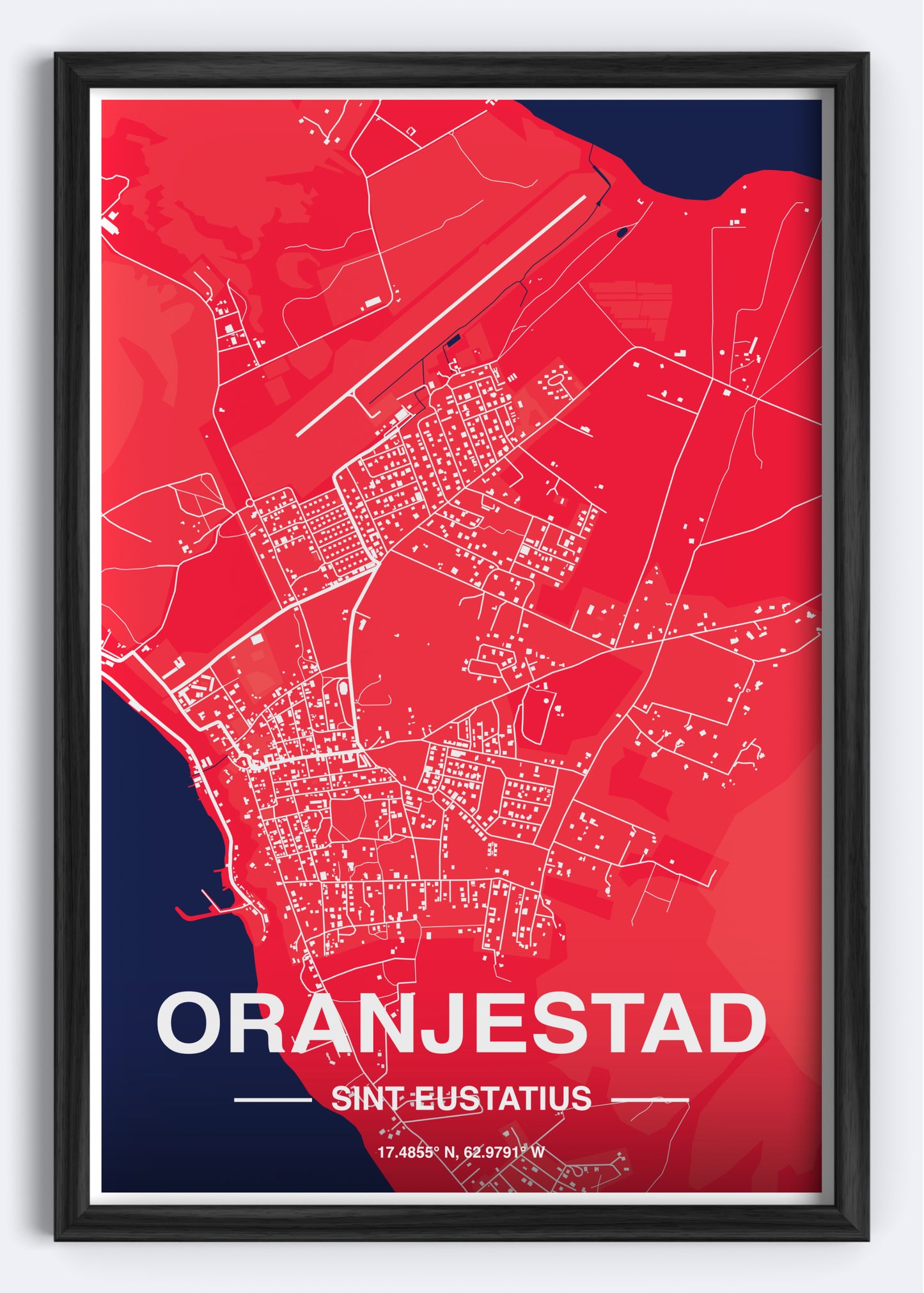 Sint Eustatius - Oranjestad Map Art Wall Print