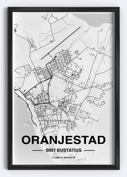 Sint Eustatius - Oranjestad Map Art Wall Print