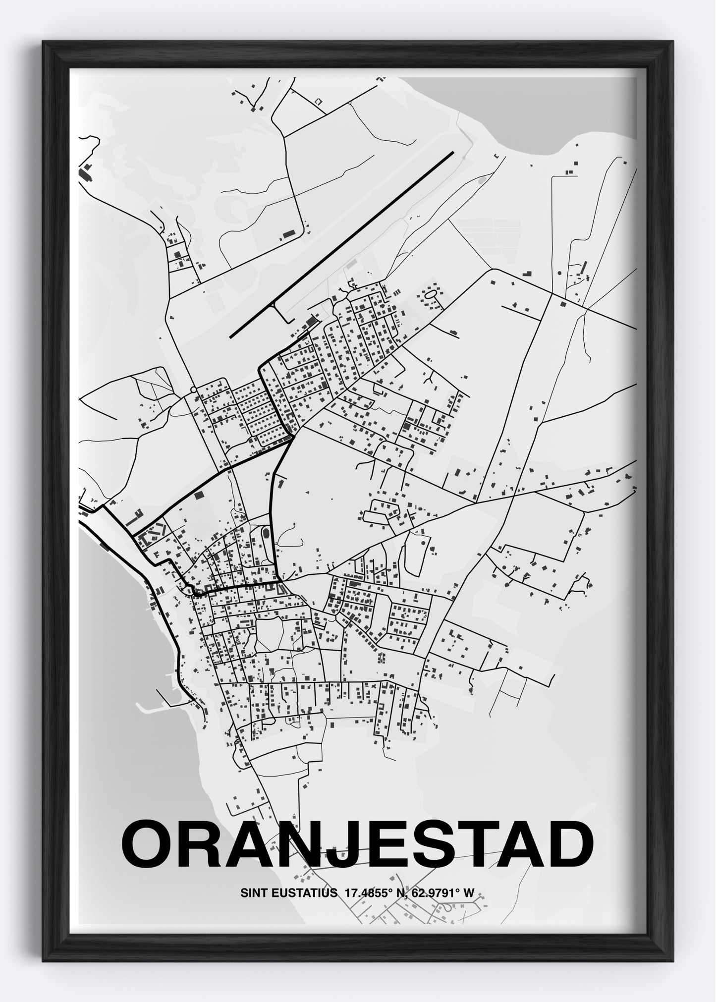 Sint Eustatius - Oranjestad Map Art Wall Print