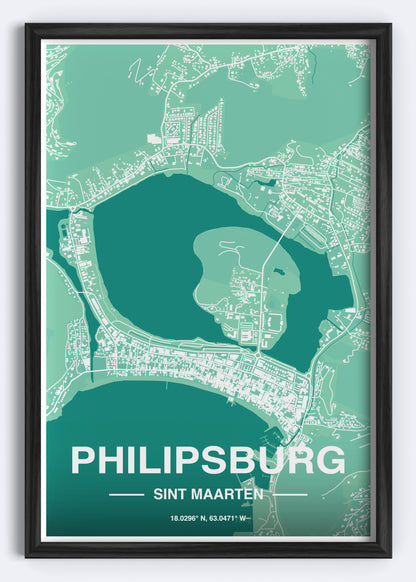 Sint Maarten - Philipsburg Map Art Wall Print