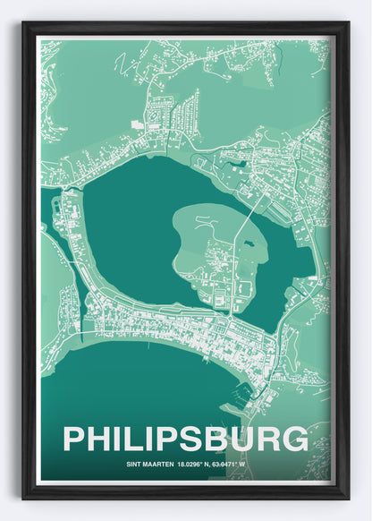 Sint Maarten - Philipsburg Map Art Wall Print