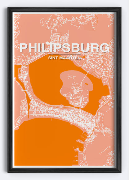 Sint Maarten - Philipsburg Map Art Wall Print