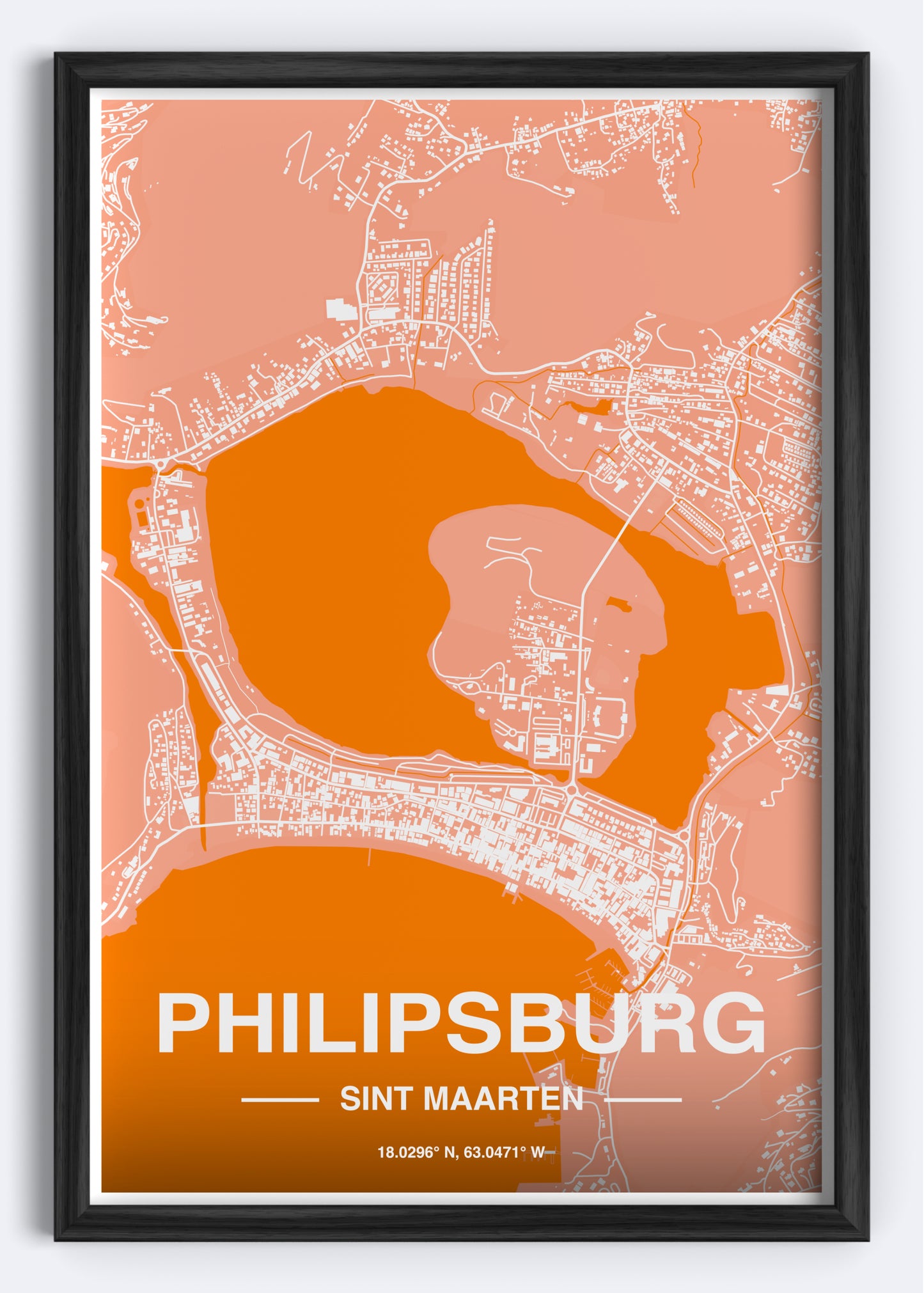 Sint Maarten - Philipsburg Map Art Wall Print