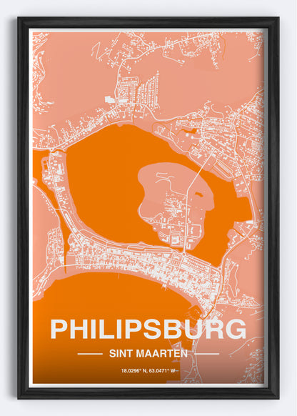 Sint Maarten - Philipsburg Map Art Wall Print