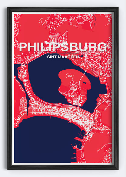 Sint Maarten - Philipsburg Map Art Wall Print