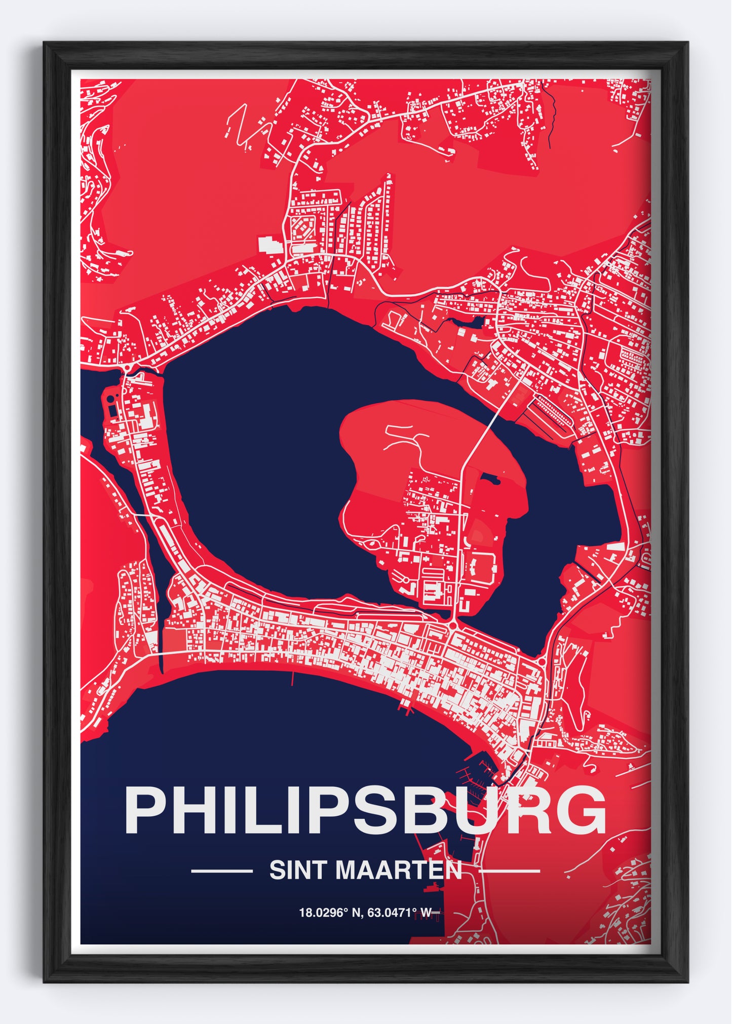 Sint Maarten - Philipsburg Map Art Wall Print