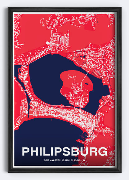 Sint Maarten - Philipsburg Map Art Wall Print