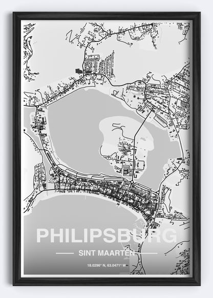 Sint Maarten - Philipsburg Map Art Wall Print