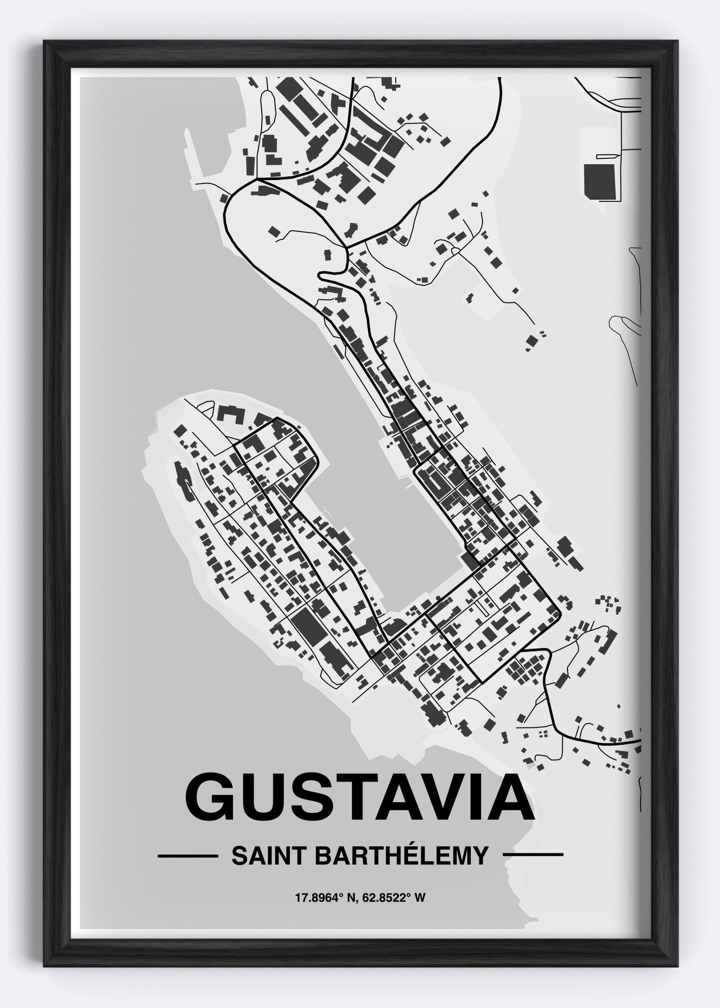 St. Barthélemy - Gustavia Map Art Wall Print