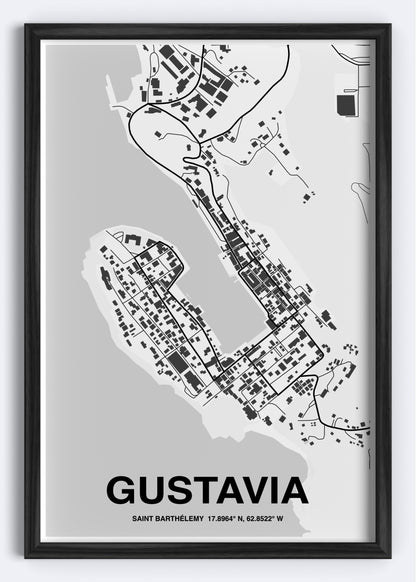 St. Barthélemy - Gustavia Map Art Wall Print