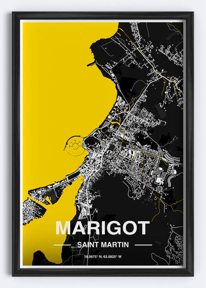 St. Martin - Marigot Map Art Wall Print