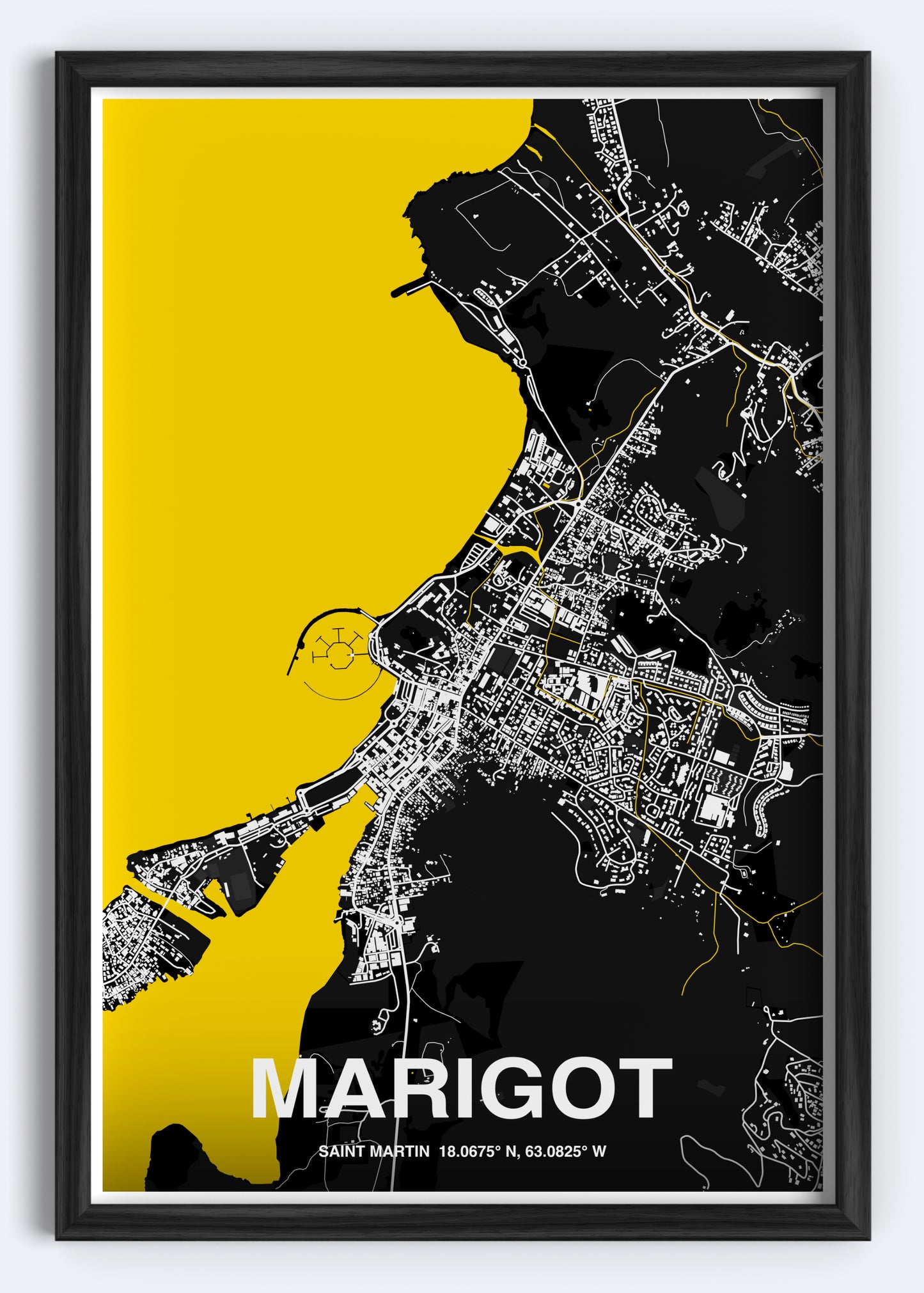 St. Martin - Marigot Map Art Wall Print