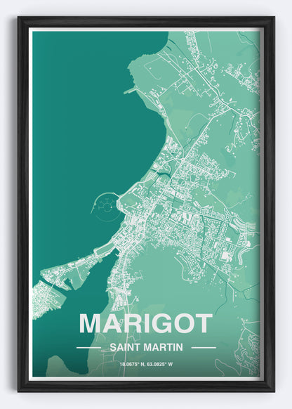 St. Martin - Marigot Map Art Wall Print