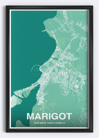 St. Martin - Marigot Map Art Wall Print