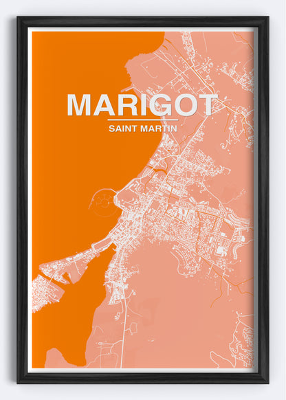 St. Martin - Marigot Map Art Wall Print