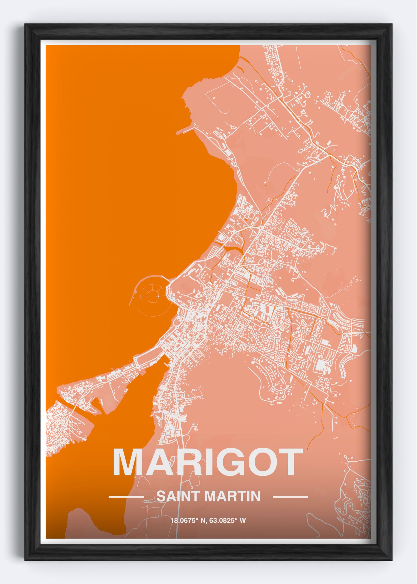 St. Martin - Marigot Map Art Wall Print