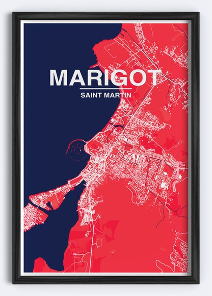 St. Martin - Marigot Map Art Wall Print