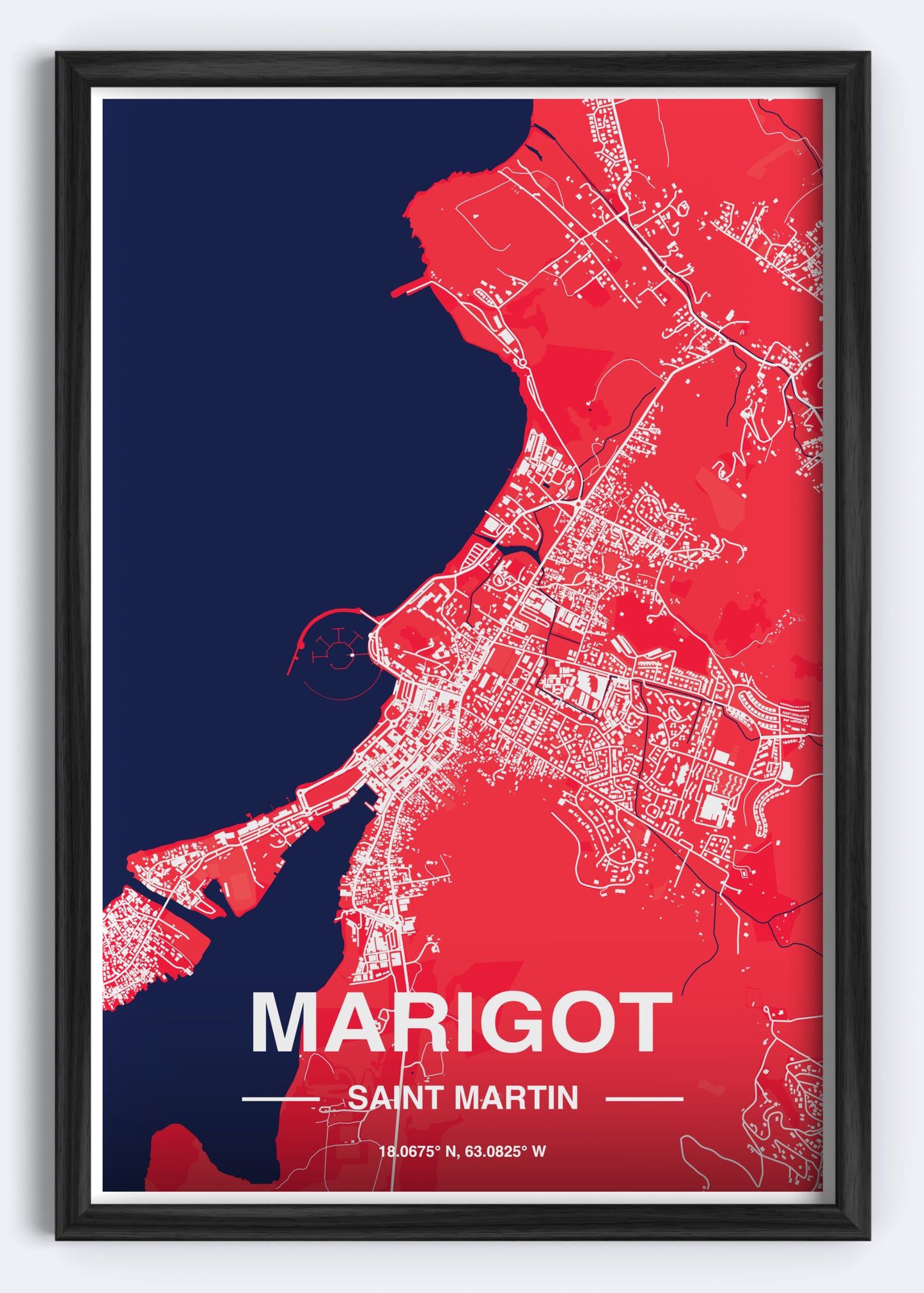 St. Martin - Marigot Map Art Wall Print