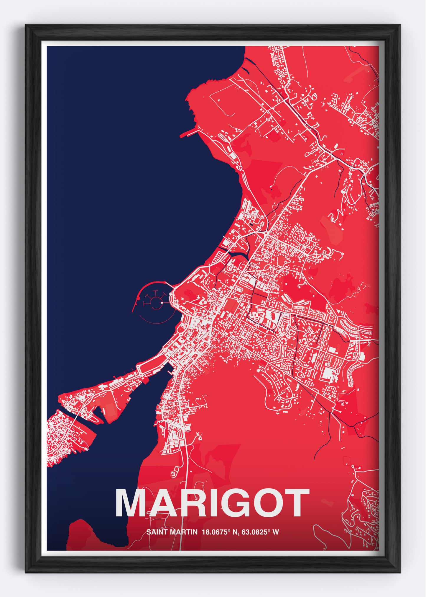 St. Martin - Marigot Map Art Wall Print