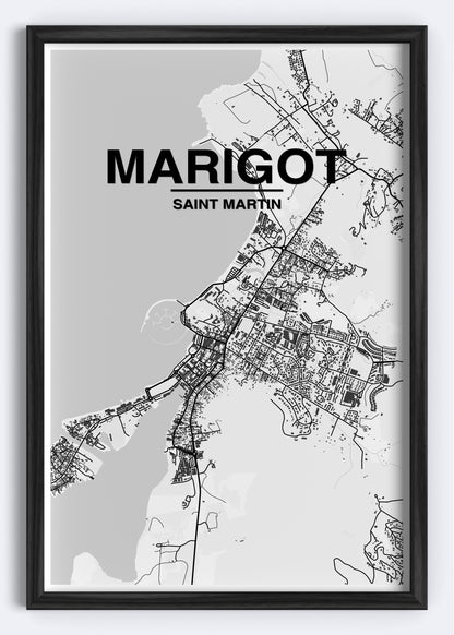 St. Martin - Marigot Map Art Wall Print