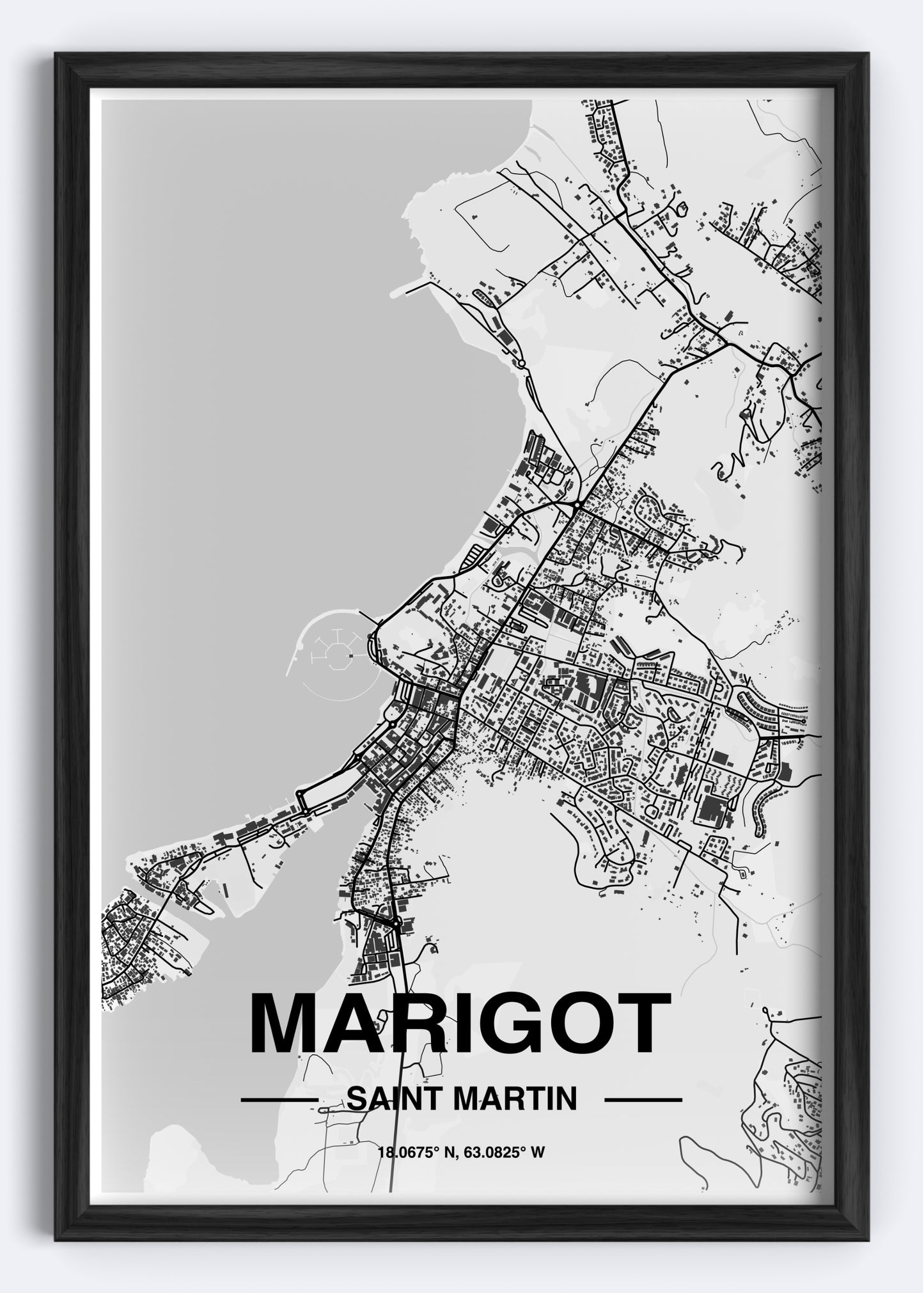 St. Martin - Marigot Map Art Wall Print