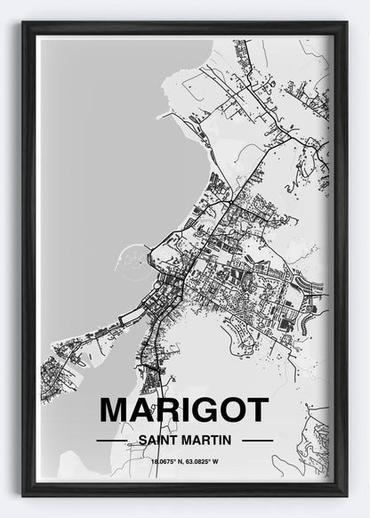 St. Martin - Marigot Map Art Wall Print