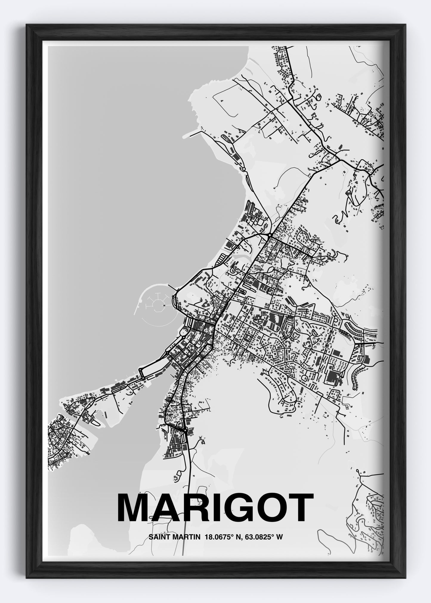 St. Martin - Marigot Map Art Wall Print