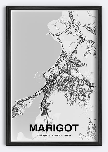 St. Martin - Marigot Map Art Wall Print