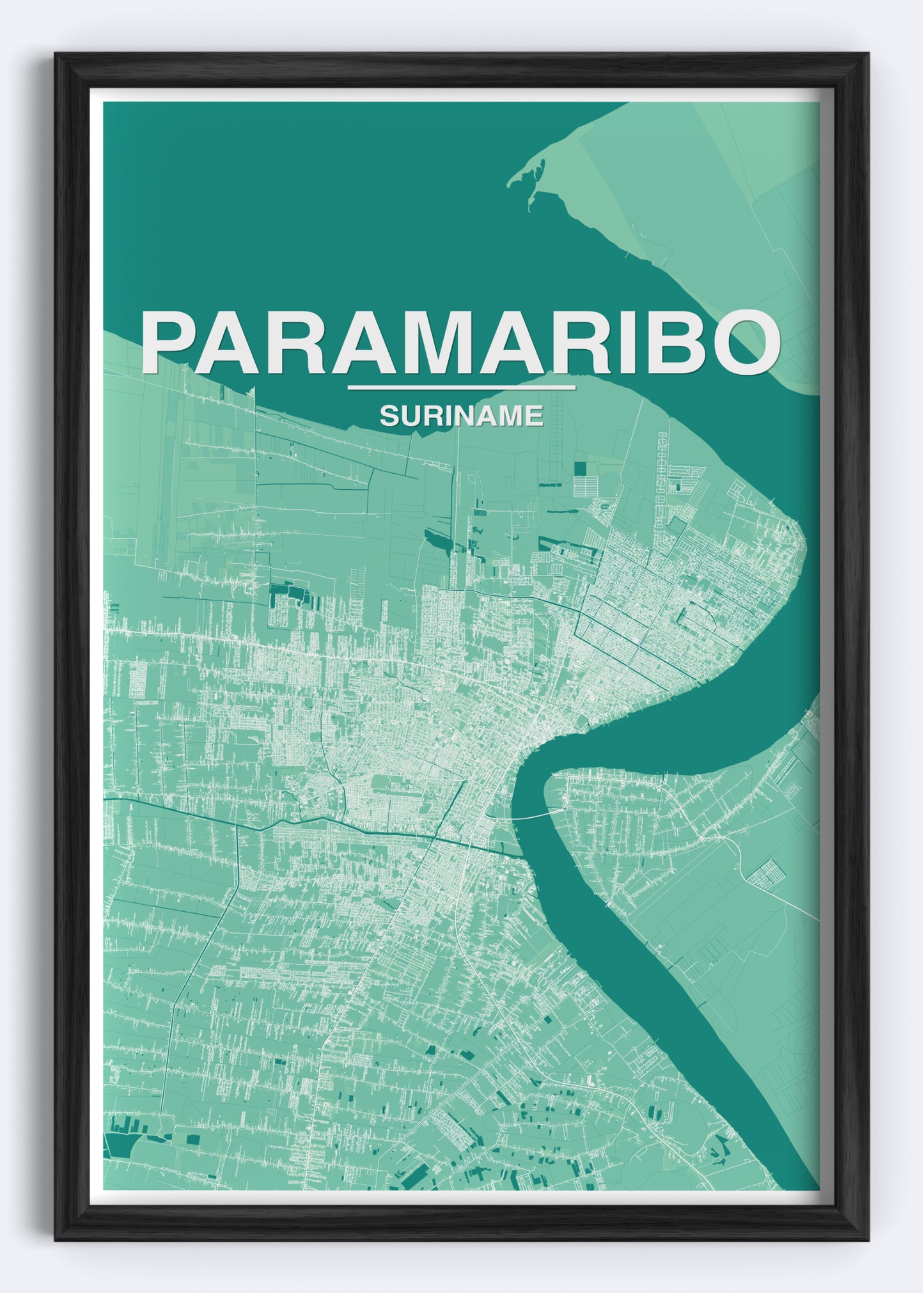 Suriname - Paramaribo Map Art Wall Print