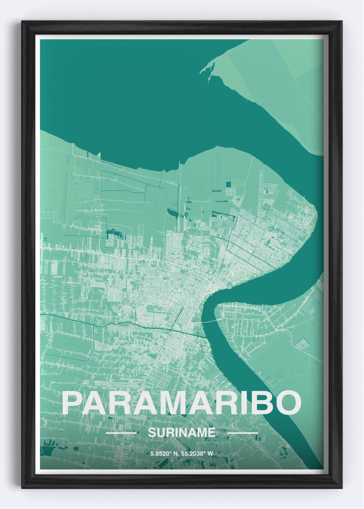 Suriname - Paramaribo Map Art Wall Print